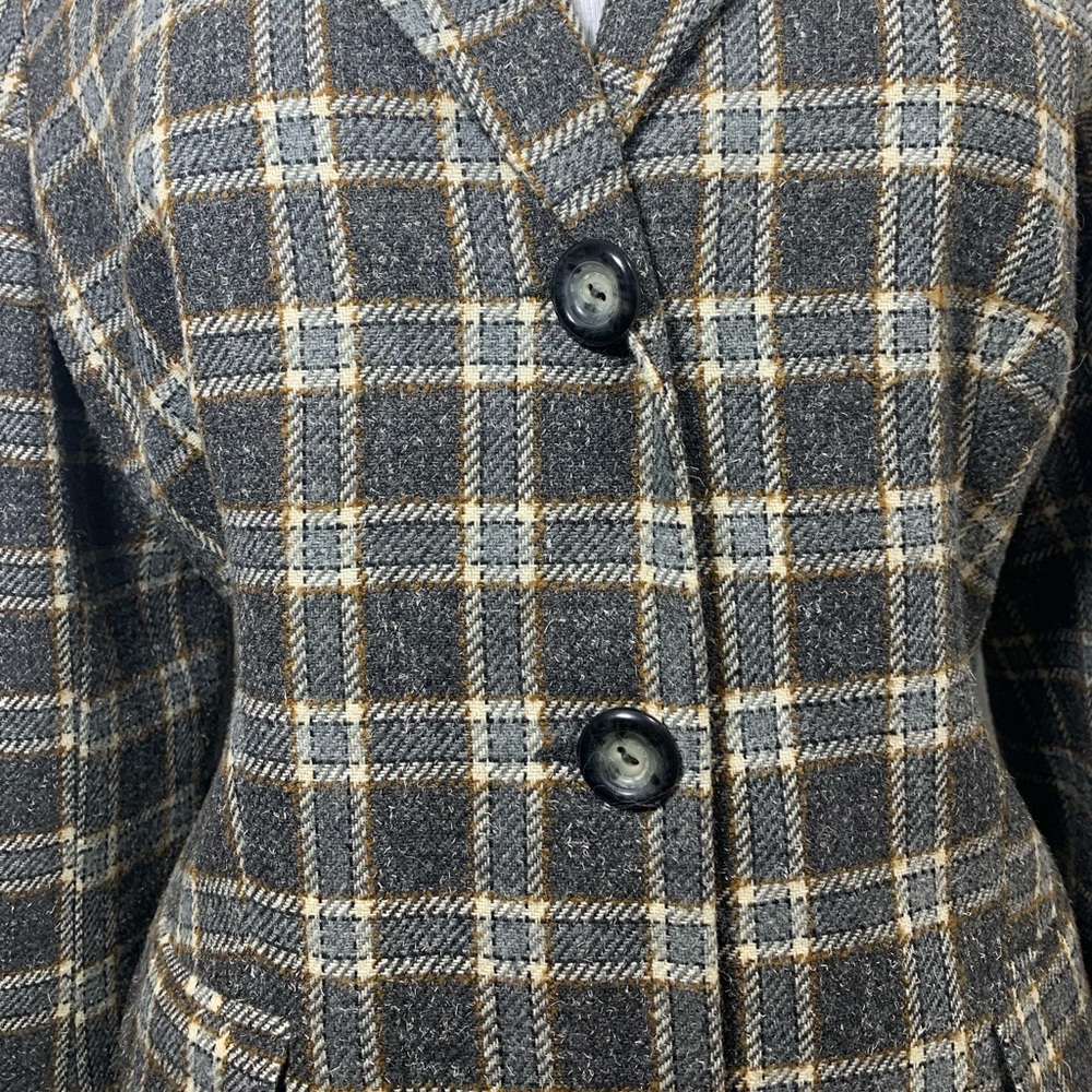 Topshop Women's Blazer Jacket Checked Grey Mix Wool Blend Single Breast UK 12 - Picture 3 of 8